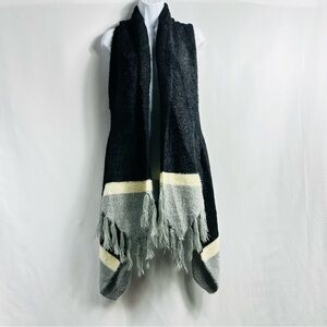 NWT David and Young Black Open Front Shawl Sleeveless Sweater Cardigan